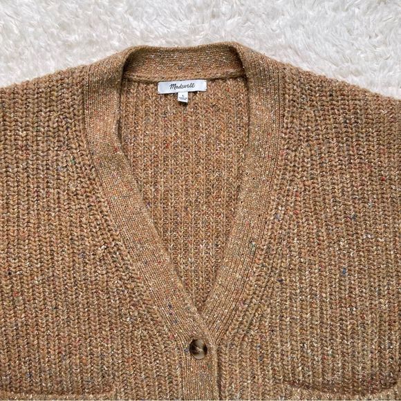 Madewell Cameron Ribbed Cardigan Sweater in Coziest Yarn Tan/Rainbow in L - Picture 9 of 11